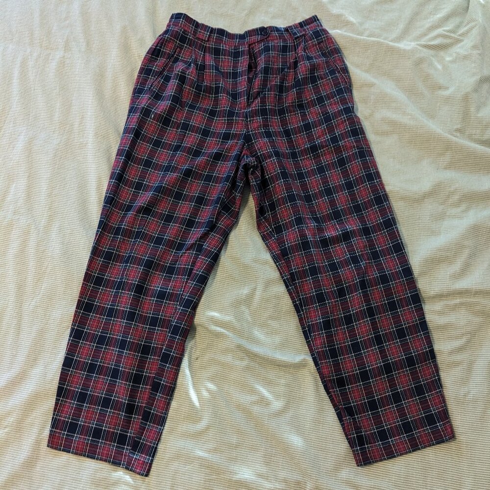 Vintage Plaid Pleated Trousers